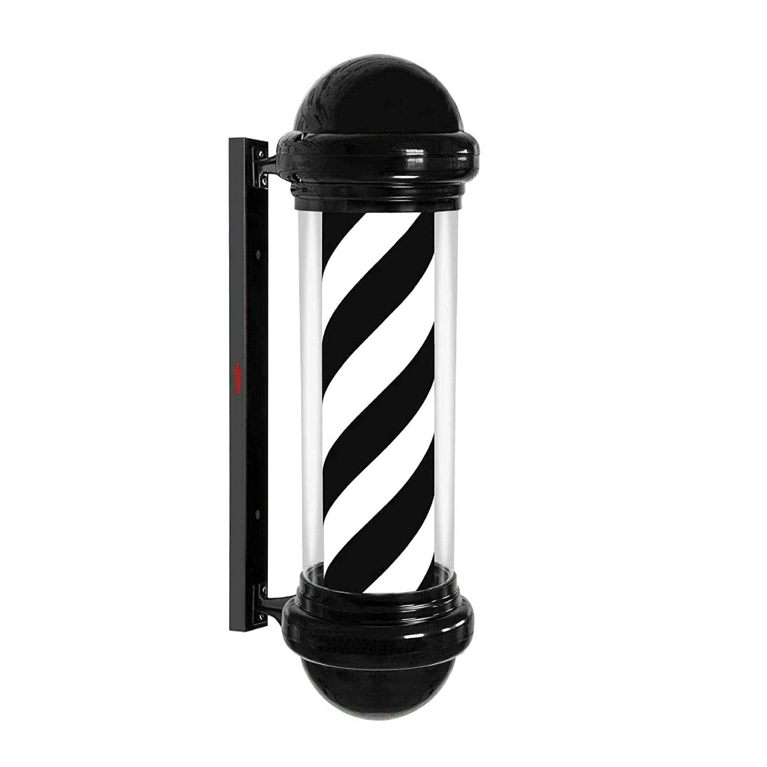 Salon and Barber Shop Open Sign with Rotating LED Strips - Black and White Barber Pole Light, Wall Mount for Eye-Catching Display