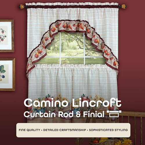 Image of Decorative Window Curtain Rods with Finials, 28 to 48 Inches, 0.75 Diameter - Camino Lincroft - Lightweight & Easy to Install, Adjusts Telescopically to Fit Any Window by Achim Home Decor