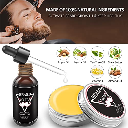 Valentines Day Gifts For Men - Beard Grooming Kit With Beard Oil Beard Balm Beard Brush Beard Comb Beard Scissor - Men Stocking Stuffers - Mens Gifts - Gifts For Men Dad Him Boyfriend Husband Brother #TOP1