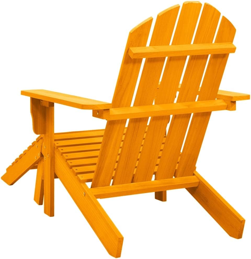 vidaXL Patio Adirondack Chair with Detachable Ottoman – Solid Fir Wood, Outdoor Lounging Furniture, Weather Resistant, Ergonomically Designed, Adjustable - Unique Vibrant Orange Color