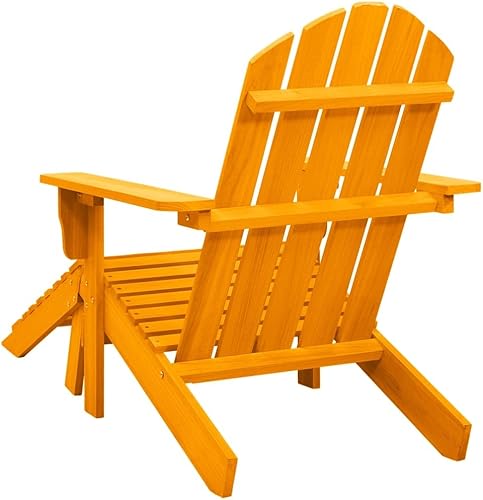 Miniatura 5 de vidaXL Silla Adirondack, silla Adirondack de patio con otomana, silla de césped para porche al aire libre, jardín, terraza, estilo moderno, madera