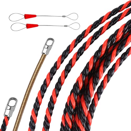 16.4ft/5m Fish Tape Wire Puller - 1/6" PET Flexible Electrical Cable Snake Tool Kit for Through Wall Conduit& Automotive Wiring | Professional Electrician Tool with Guide Device