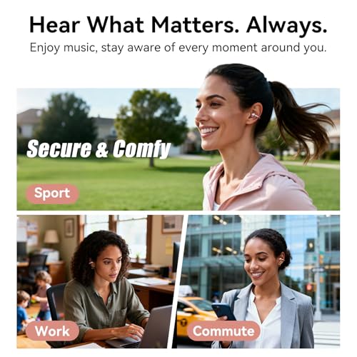 Image of Kinglucky Upgraded Clip-On Earbuds Bluetooth 6.0 Wireless Headphones Open Ear Buds Comfortable Fit & Crystal-Clear Sound, 40H Playtime for Women & Kids Ideal for Small Ears, Sports, Glasses Rose Gold