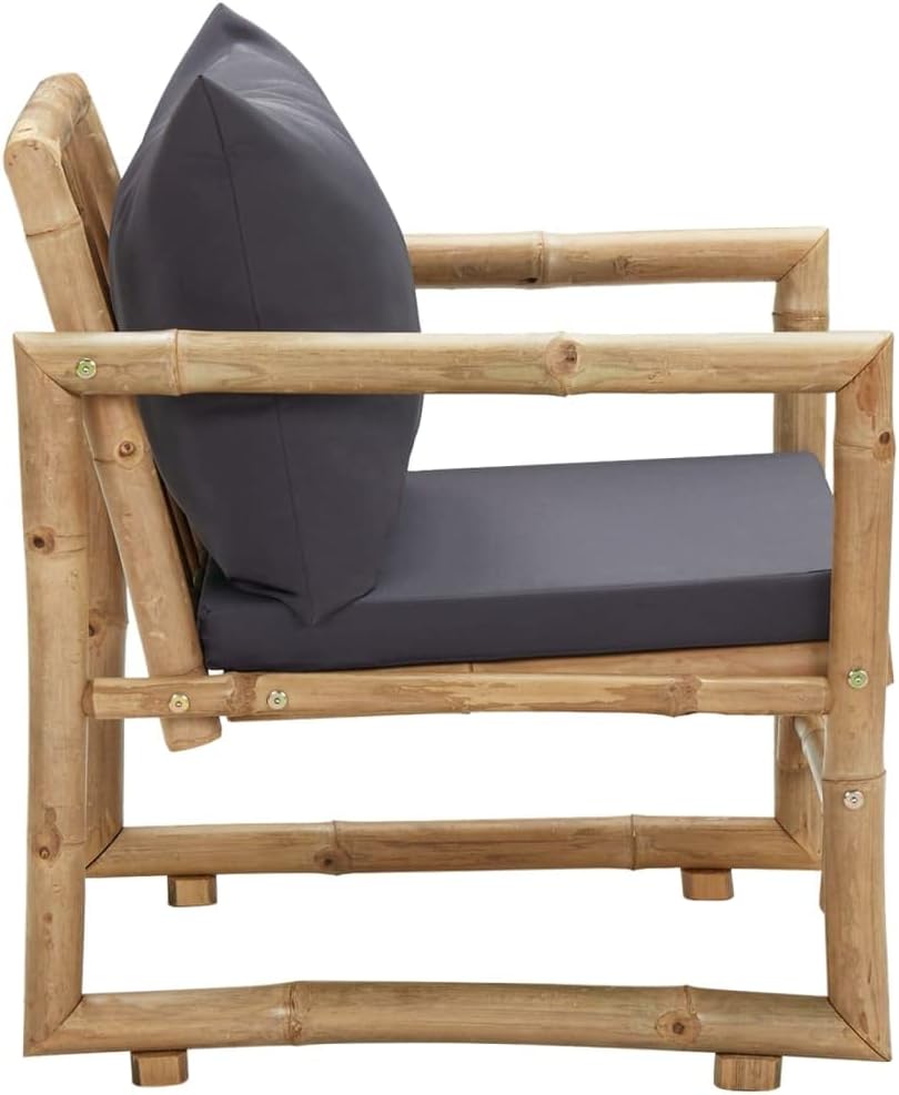 Patio Chairs with Cushions 2 pcs Bamboo,Lounge Armchair,Comfortable Farmhouse Chairs,Outdoor Furniture,Assembly Required,Used in Bistro, Patio, Sunroom,Tearoom