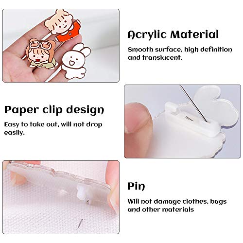 Lzymsz 20 Pcs Cartoon Acrylic Brooch Pins Set, Cute Aesthetic Lapel Badges Pin, 20 Styles Pattern Sheep Dog Rabbit Bear Girl Brooch Pin For Diy Clothing Bags Jackets Hat Backpacks #TOP2