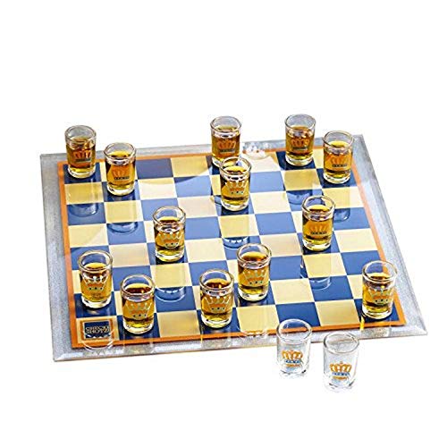 Game Night Checkers Shot Glass Drinking Game Set, Clear -