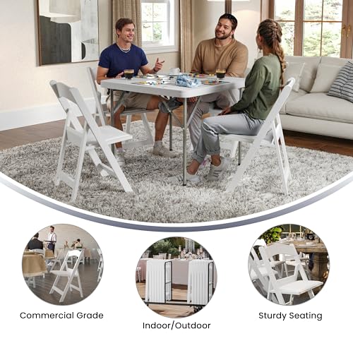 Flash Furniture Hercules™ Series Folding Chair - White Resin - 1000LB Weight Capacity Comfortable Event Chair - Light Weight Folding Chair - Image 6