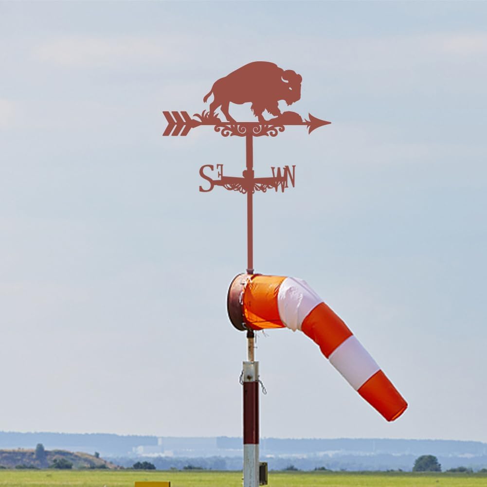 P51 Mustang Airplane Wind Vanes for Shed Wrought Iron Wind Vane Roof Garden Direction Sign Stake Outdoor Farmhouse Garden Decoration Wind Measuring Tool (Yak)