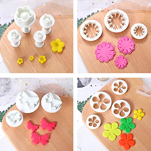 Korixine Cookie Cutters 36 Piece Fondant Cake Cookie Plunger Flower Daisy Blossom Leaf Butterfly Heart Shape Decorating Mold Diy Gum Paste Cookie Stamps Set Mini Clay Plunger #TOP3