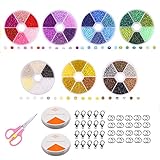 Queta Abalorios para Hacer Pulsera 42 Colores Mini Cuentas de Vidrio para Hacer Bisutería Kit de Fabricación de Joyas DIY Set de Manualidades para Collar Pendientes Aretes con Cajas Organizadores