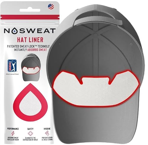 Golf Hat Sweat Liner – Prevents Stains & Odor by NoSweat- Patented Technology Made in The USA (25) Blk
