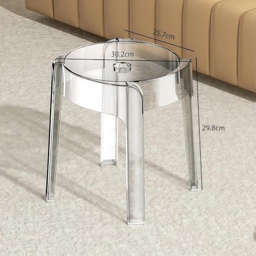 AKILER クリスタルスツール 家庭用アクリル製スタッキングスツール シンプルで透明感のあるデザイン 大人向けダイニングに最適 北欧風 省スペースで積み重ね可能 頑丈で耐久性に優れ 耐荷重150 滑り止め付き (22.5cm,グレークリア)