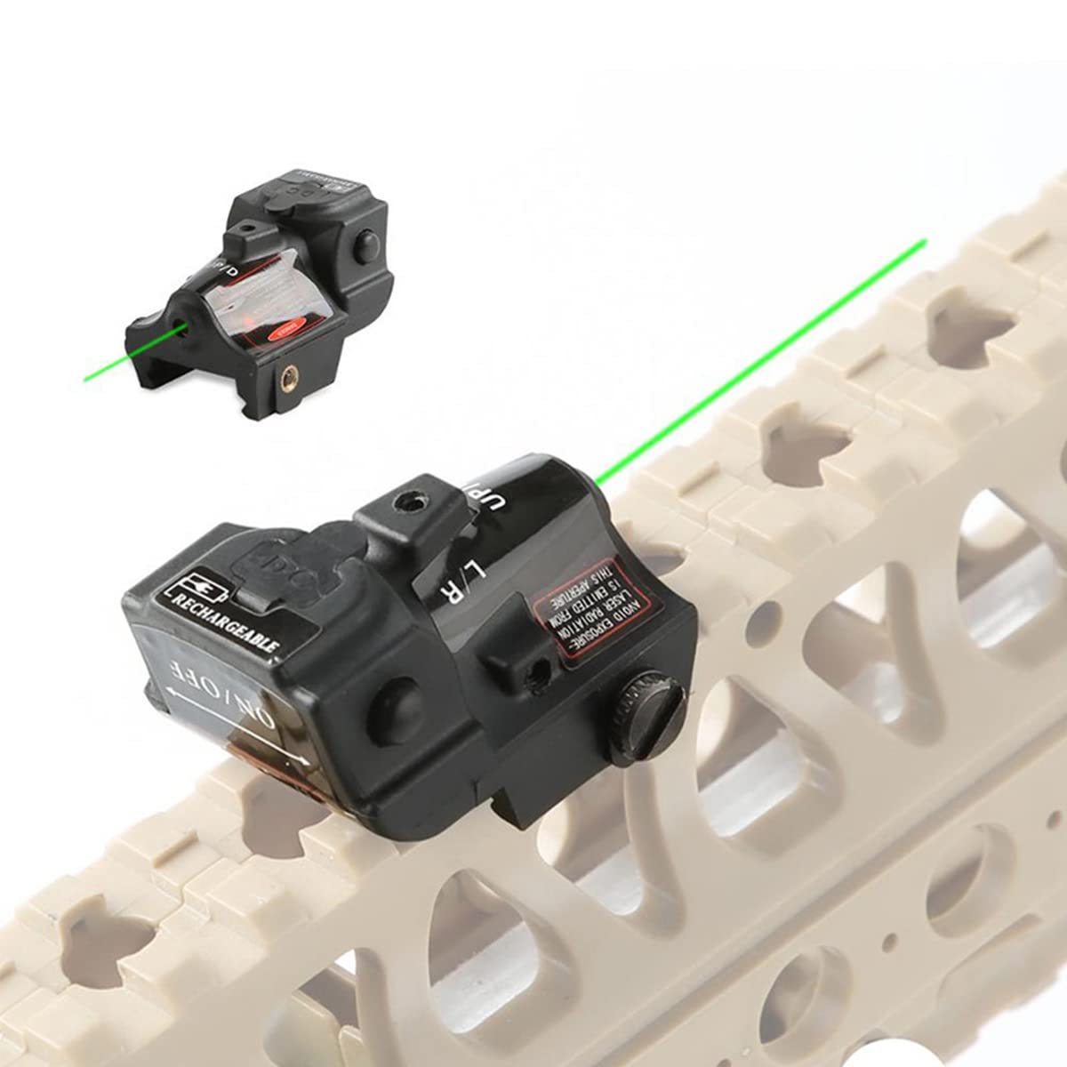 sotto Il Mirino Laser Verde Sospeso, Ricarica USB, Binario di Montaggio Tattico Picatinny, Accessori per Modelli di Tiro a Lungo Raggio Antisismici Puntatore Laser Sospeso