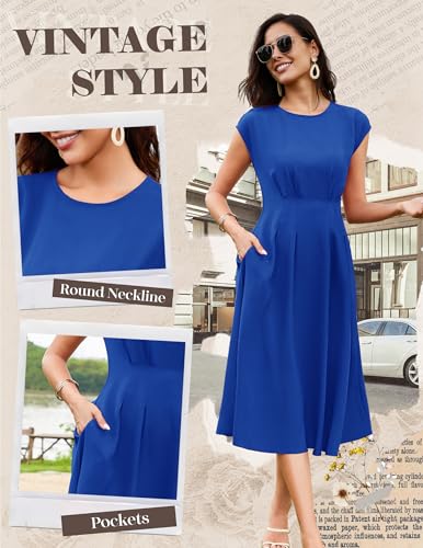 Image of Wedtrend 1940s Dress for Women 1950s Retro Dress Midi Cocktail Wedding Guest Dresses for Women Vintage Dress with Pockets
