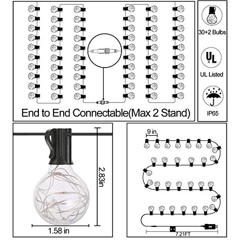Patio Lights Outdoor String Lights Waterproof - IELECMG 33ft Globe String Lights-32 Bulbs(2 Spare) G40 Dimmable Led String Lights Remote Control for Garden Bistro Porch Cafe Wedding Party Decoration - Thumbnail 3
