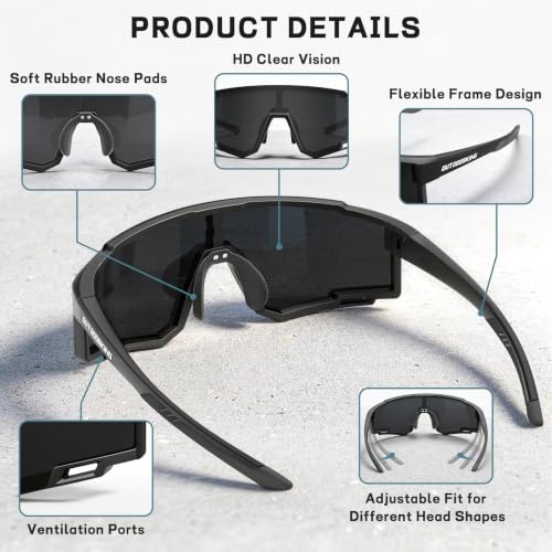 Image of Sport Polarized Sunglasses for Men and Women, Stylish and Lightweight Cycling Sunglasses with UV400 Protection