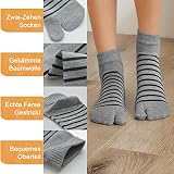 ZFSOCK Tabi Bawełniane Damskie Skarpetki Japońskie 2 Palce, Kimono Wzór Sakura do Kostki Rozmiar 4-9, 4 Pary