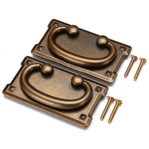 2pcs Vintage Antique Cabinet Door Drawer Bin Handle Pull Knob Hardware Antique Cabinet for Pulls and Knobs Dresser Cabinet Door Furniture Drawers Bronze Hand Mission Hardware