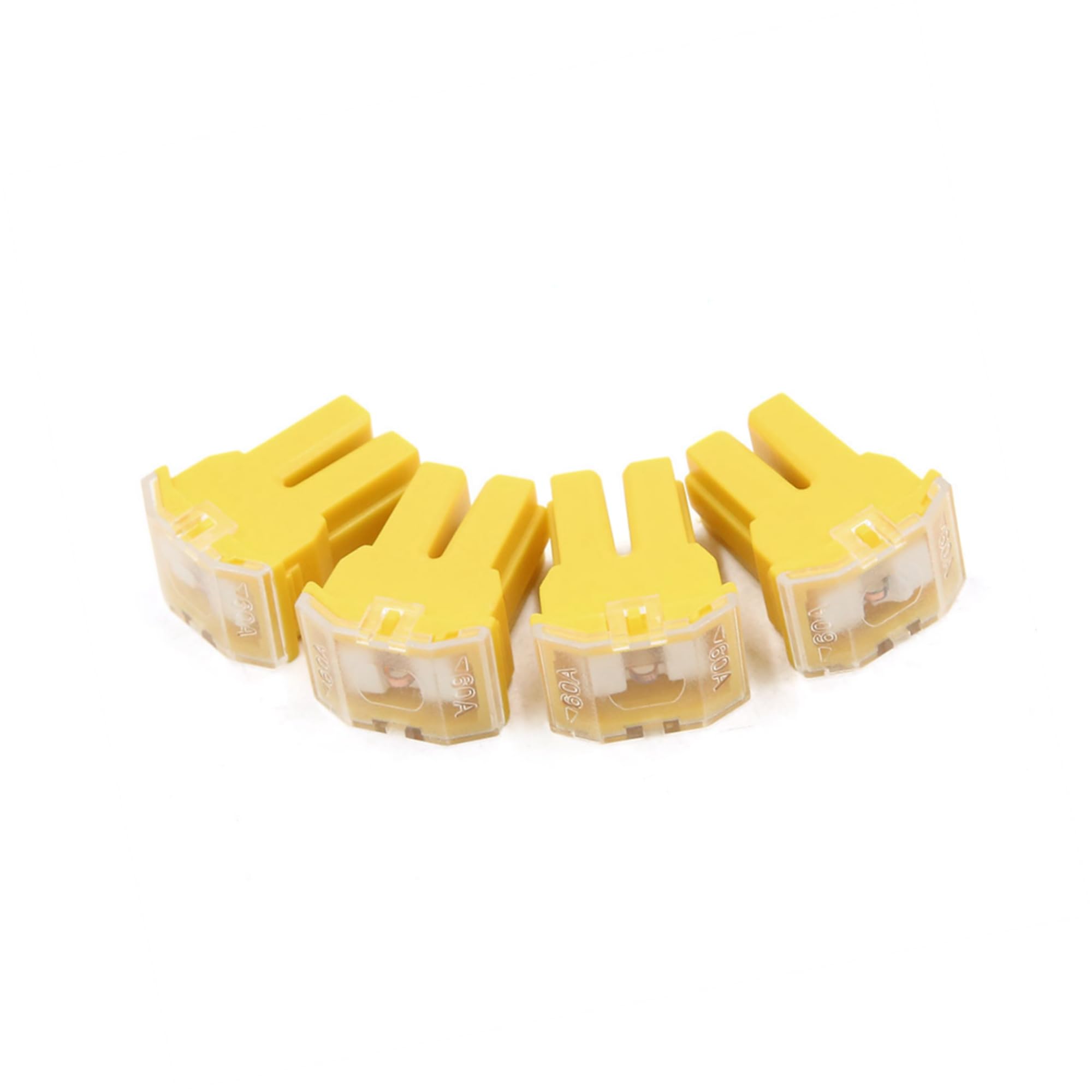 4pcs 60A Yellow Plastic Casing Female PAL Cartridge Fuse for Auto Car Vehicle Auto Replacement Parts