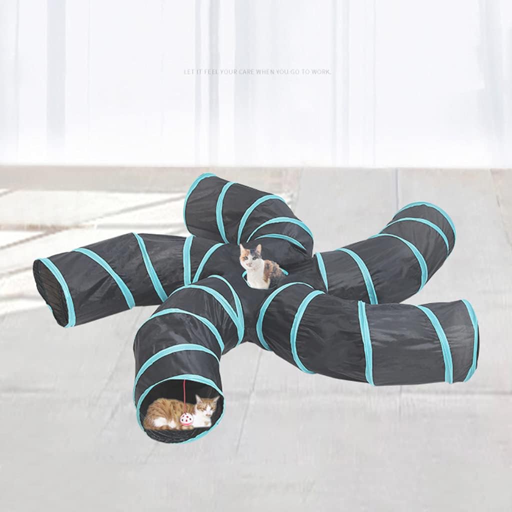 Cat Scratcher, 1 Piece Foldable Pet Cats Tunnels Pet Cats/Dogs 5 Channel Ports for Cat Playing Tunnels Top Washable Pet T