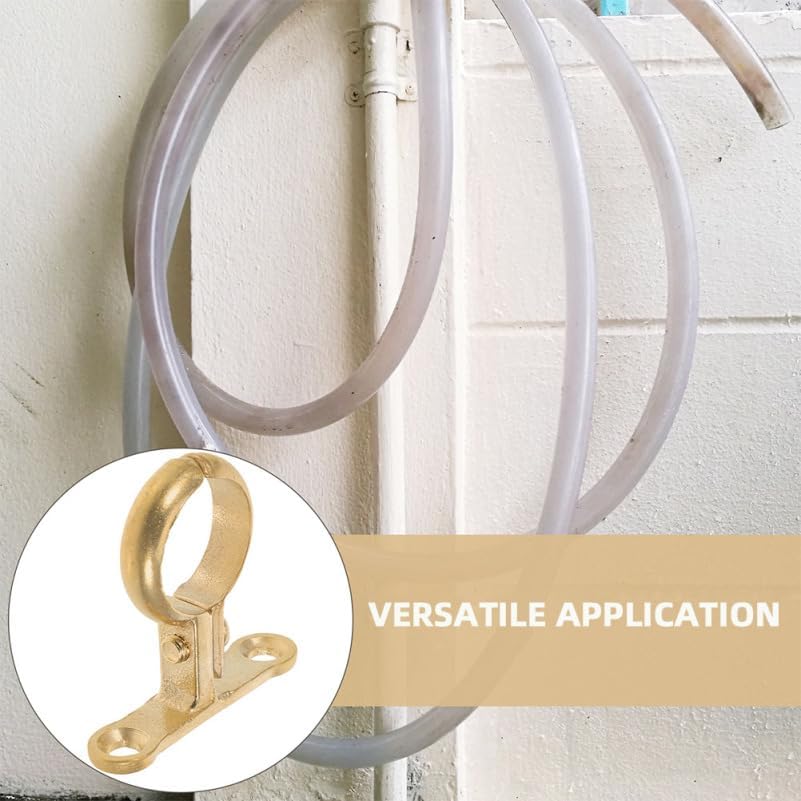 DOITOOL 2Pack Brass Pipe Bracket Clamp Heavy Duty Wall Mounted Clamps Tube Clips Round Wardrobe Closet Rod Suspended Center Support for 22mm Pipe | Hold a Small Water Pipe or Hose at a Planned Wall Position for Plumbing, Workshop, Wall-mounted Pipe Routing