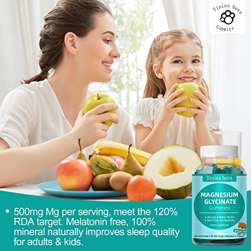 Magnesium Glycinate Gummies 500Mg, Sugar Free For Adults & Kids, Best Magnesium Gummies For Sleep, Stress & Muscle Relief & Nerve Health, No Melatonin, Gluten Free, Non Gmo, Vegan, Pectin, 60 #TOP4