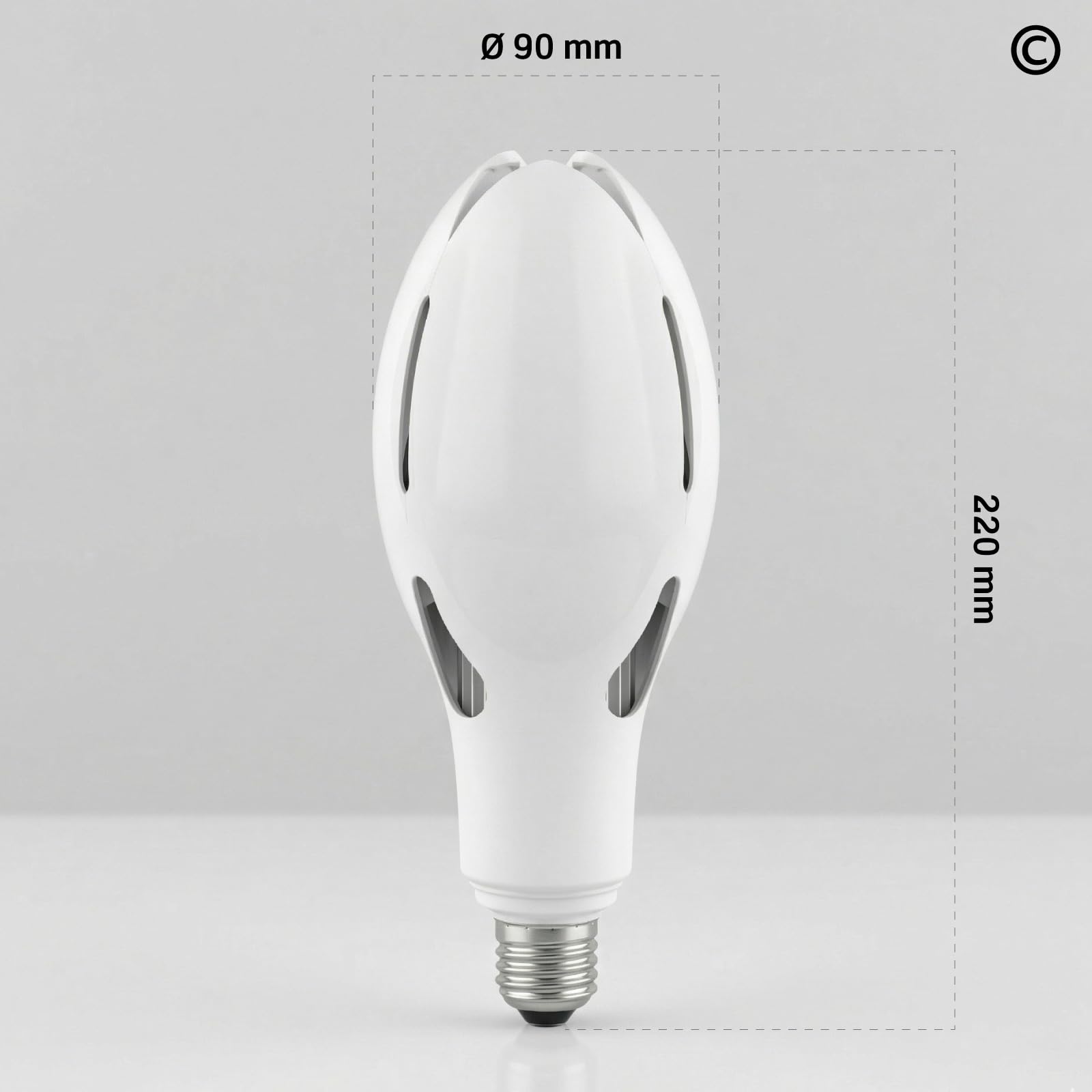 2 Lampadine LED Industriali E27 22W Oliva Ø90mm Chip CREE SMD 4000 Lumen Garanzia 3 Anni - Luce Naturale 4000K - Lampade Lowbay da Interno Alta Luminosità 111 lm/W Non Dimmerabili in Plastica Opaca