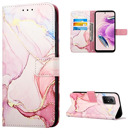 Dinglijia Redmi Note 12S 4G Case, Leather Wallet Case Flip Folio Cover with Card Slots for Girls Women, Marble Designs, Protective Phone Case for Redmi Note 12S 4G,YBDLS Rose Gold