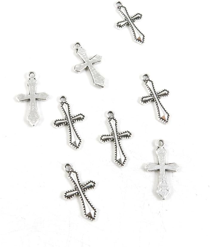 500 Pieces Antique Silver Tone Jewelry Making Charms P6NW3 Latin Cross Pendant Ancient Findings Craft Supplies Bulk Lots