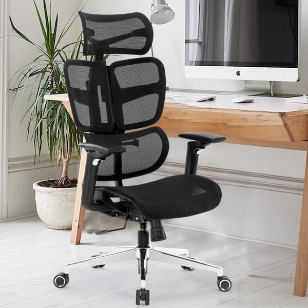 Miniatura 2 de Silla ergonómica de oficina con respaldo alto, sillas de malla ejecutiva con soporte lumbar ajustable, respaldo, reposacabezas cómoda silla de