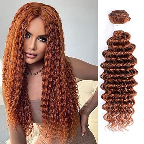 X-TRESS Auburn Brown Hair Bundles 26Inch Human Hair Color 30# Deep Wave Bundle Brazilian Remy Human Hair Bundle Light Brown Bundles Deep Wave Hair Bundle For Women
