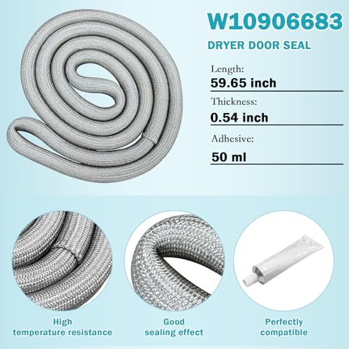 Image of Upgraded W10906683 Dryer Door Seal Part Compatible with Maytag Whirlpool