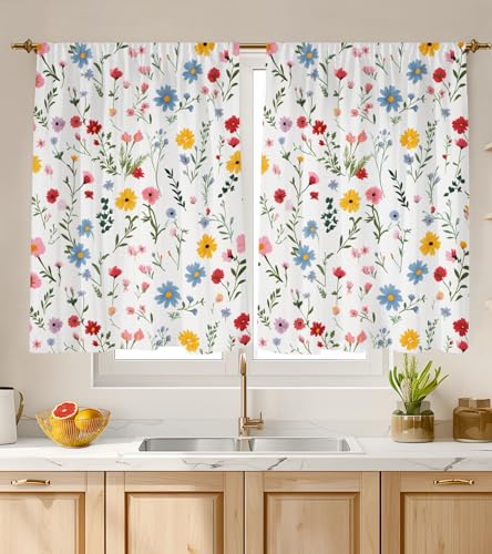 Stanoha Kitchen Curtains for Cafe Window Over Sink Tier, 26×36", Floral