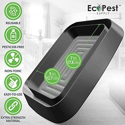 ECOPEST Bed Bug Interceptors  4 Pack | Bed Bug Blocker (XL) Interceptor Traps (Black) | Extra Large Insect Trap for Bed Legs | No Chemicals or Pesticides | Monitor, Detector, and Trap for Bed Bugs