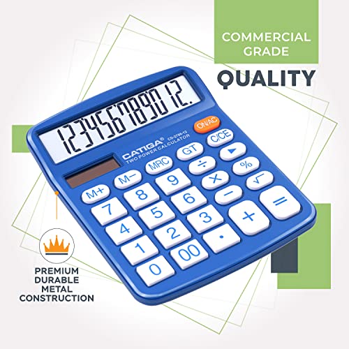 Desktop Calculator 12 Digit With Large Lcd Display And Sensitive Button, Solar And Battery Dual Power, Standard Function For Office, Home, School, Cd-2786 (Blue) #TOP5