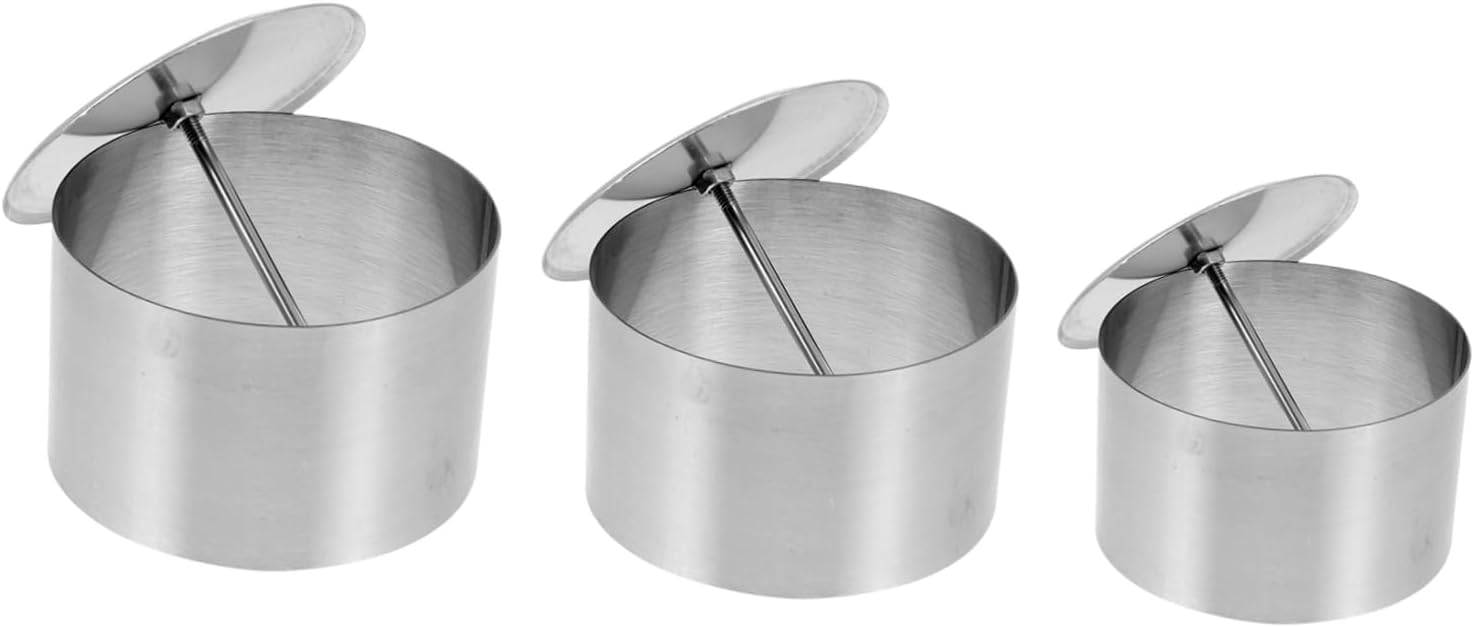 OUNONA Stainless Steel Round Cold Dish Molds Set 3-Piece Cold Dish Decoration Utensils for Culinary Presentation for Parties and Events