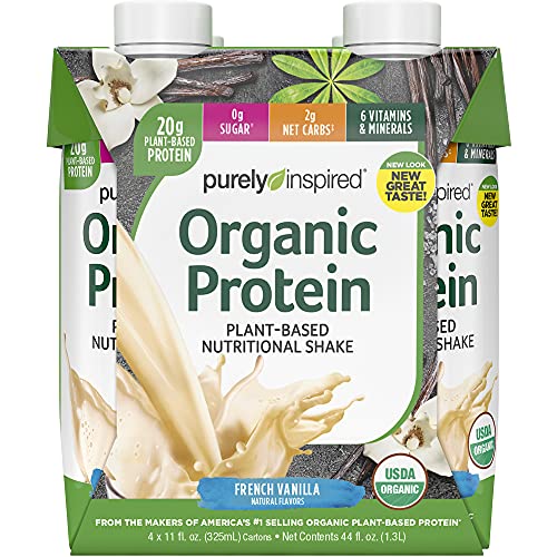 Purely Inspired Ready to Drink Organic Protein Shake, French Vanilla (12 Pack) - Plant-Based RTD Nutritional Protein Drinks - Zero-Sugar & Gluten-Free Meal Replacement Drink Liquid Protein - Thumbnail 7