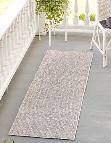 Unique Loom Collection Casual Transitional Solid Heathered Indoor/Outdoor Flatweave Area Rug, Runner 2' 0" X 3' 0", Beige #TOP4