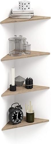 Mobili Fiver, Juego de 4 estantes esquineros, fácil de roble, acabado laminado, fabricado en Italia