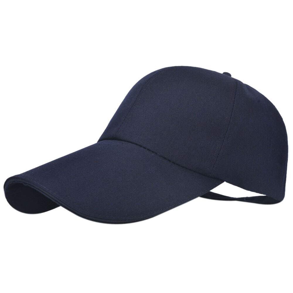 Kangqifen Unisex Baseball Cap Plain Blank Long Brim Trucker Hats Canvas Dad Hat Sun Visor Adjustable Navy Blue