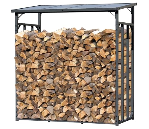 QUICK STAR Estantería de metal para leña de chimenea, color antracita, XXL, 185 x 70 x 185 cm, promoción para jardín, 2,3 m³