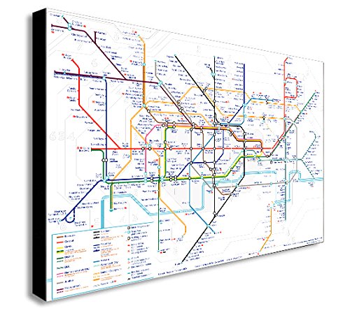 London Underground Canvas Wall Art Framed Print - Ready To Hang (A4 12x8 inches)