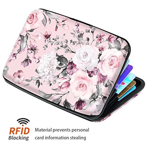 Coco Rossi Mini Credit Card Holder For Women,Rfid Blocking Slim Hard Card Case Id Case Travel Wallet, Pink Flowers. #TOP3