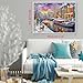 Colorful Winter Amsterdam Puzzle for Adults 1000 Pieces, Pretty Travel Landscape Jigsaw Puzzle, Dog Snowman Snow Sunset Winter Scene Puzzle