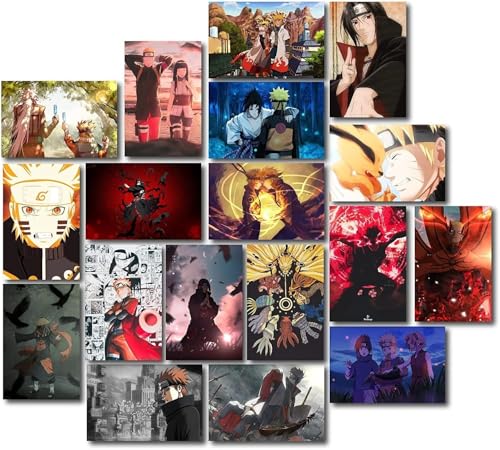 Image of ATEVON Naruto Anime Wall Collage Kit - Pack of 18 Multicolor 4x6 Posters Featuring Naruto Uzumaki, Sasuke Uchiha & Sakura Haruno - Aesthetic Anime Room Decor for Bedroom, Dorm & Living Spaces