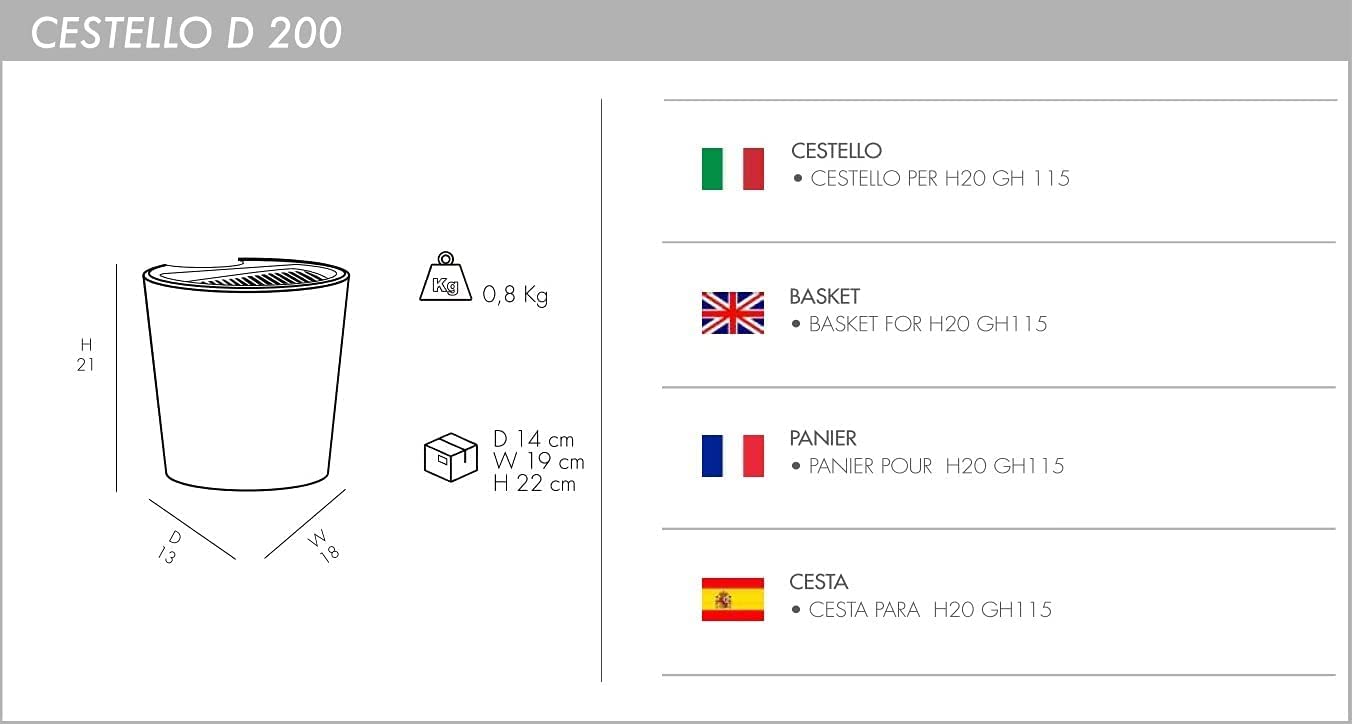 Arkema Design D200 Polyethylen-Korb mit Metallgitter Oben, rot