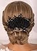 Kercisbeauty Sofe Chiffon Black Rose Flower Headband with Rhinestones Crystal Beads Women Girls Handmade Black Hair Jewelry Wedding Hair Piece