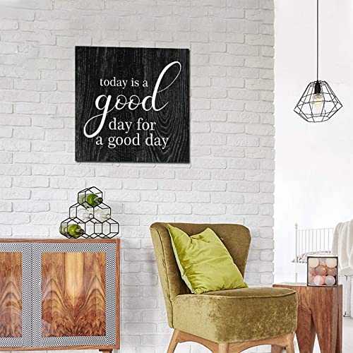 Wooden Wall Signs With Saying Today Is A Good Day For A Good Day Wood Block Plaque Bible Quote Wood Sign For Home Cabin Front Door Outdoor Decoration 16X16In #TOP7