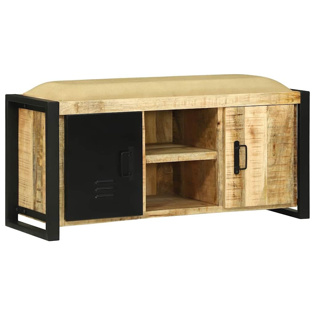 Banc d'armoire en bois de mangue marron 100cm avec rangement