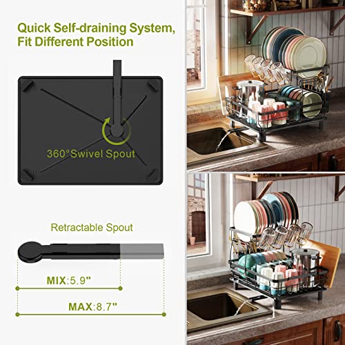 Gslife Dish Drying Rack, 2-Tier Dish Rack With Drainboard And Small Dish Rack With Swivel Spout, Dish Drainer For Kitchen Counter, Bundle Sales, 2 Pack #TOP2